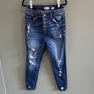 KanCan Distressed Dark Blue Ankle Jeans